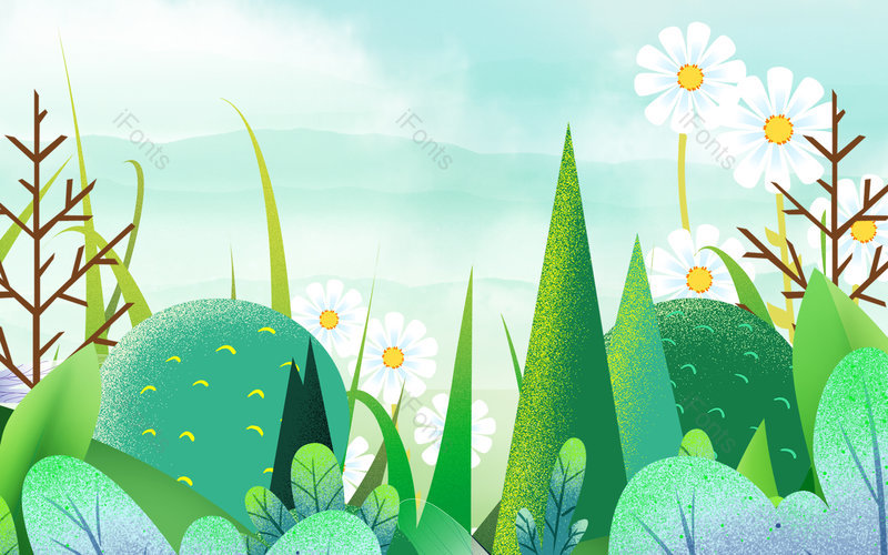 卡通装饰植物绿色花朵云纹云雾背景,插画/手绘图,插画/手绘图库,插画/手绘图下载,插画/手绘